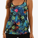B2prity Tankini Bathing Suits for Women Tummy Control Two Piece Swimsuits Blouson Floral Print Swim Tank Top with Boy Shorts, 18W