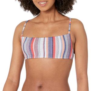 EIDON Women's Standard Rose Bandeau Style Bikini Top Swimsuit with Back Adjustability