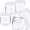 6 Pack 4 oz Plastic Pot Jars Round Clear Leak Proof Plastic Cosmetic Container Jars with White Lids for Travel Storage Make Up, Eye Shadow, Nails, Powder, Paint, Jewelry(4 oz)