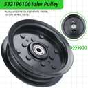 532196106 Husqvarna Idler Pulley with 532177968 Idler Pulley Replaces 197379 Idler Pulley Craftsman 196106 193197 5321961-06 280-240 532193197 for Z254 YTH22V46 YTH18542 YTH2348 Z248F Decks