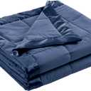 Madison Park Windom Down Alternative Blanket, Premium 3M Scotchgard Moisture Wicking Treatment, Lightweight and Soft Bed Cover For All Season, Satin Trim, Navy Twin