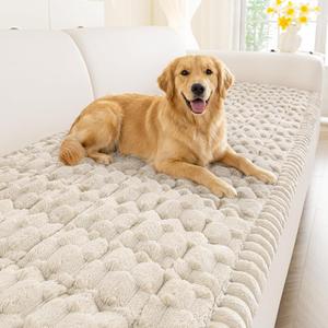 Smiry Non Slip Couch Covers for Dogs, Scratch Resistant Pet Sofa Protector, Machine Washable Soft Fuzzy Thick Furniture Cover for Sofa Loveseat Sectional Large Dogs (Apricot, 27.6" x 70.9")