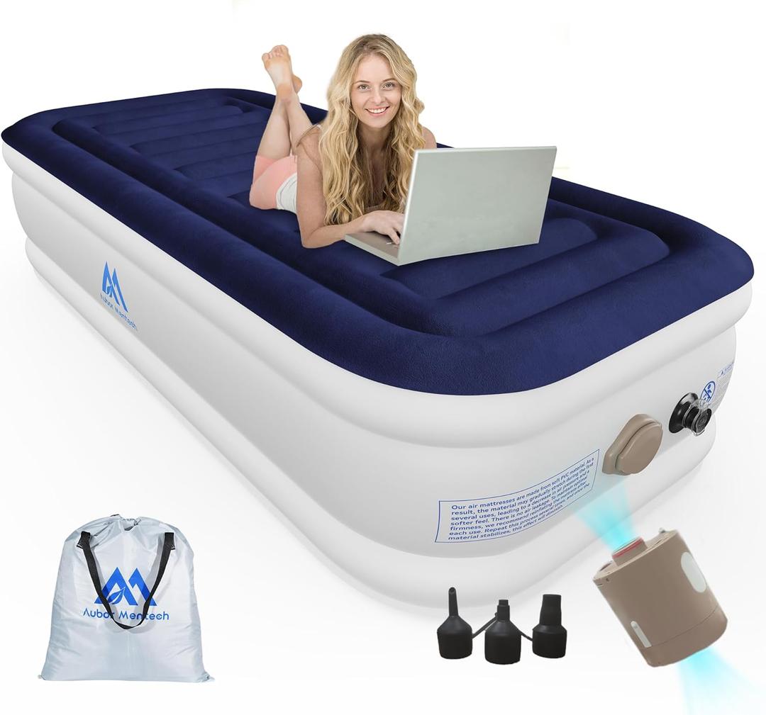 Twin Air Mattress with Built in Pump, 18'' Raise X-Long Comfort Inflatable Mattress for Home & Camping, Portable Twin XL Air Mattress for Adults, Kids, 330lb MAX