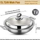 Titanium Hammered Wok with Double Handles, 2026 New Multifunctional Ultra-Durable Scratch-Resistant Non Stick Even Heating Titanium Wok for Cooking,with lid,15.75IN
