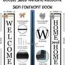 Surfapans Outdoor Welcome Sign for Front Porch Standing Large 2 Sided 45"X9" Wooden Frame Tall Vertical Leaner Long Home Sweet Home Front Door Sign for Rustic Outside Farmhouse Modern Decor (Black)