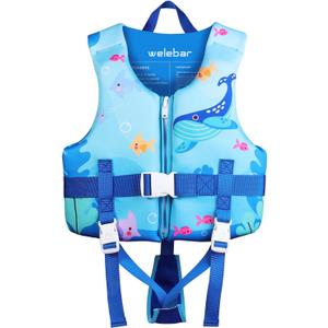 Kids Swim Vest, Toddler Floaties with Adjustable Safety Strap Swimming Aids Child Float Swimsuit for Boys and Girls Age 2-10 Years Old/22-88lbs (M(4-6 yrs/33-44 lbs), Whale)