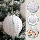 6 Pcs 2.75 Inch Crochet Christmas Ornaments Balls Christmas Knitted Ornaments Neutral Hanging Decoration Handmade Crochet Decoration for Xmas Tree Rustic Neutral Xmas Decor(White)