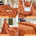 Faux Fur Caramel Orange Throw Blanket for Couch - Super Soft Heavy Flufyy Thick Bubble Throw Blankets for Bed Bedroom Living Room Farmhouse Sofa Chair Fall Winter Warm, 90x90 Inch