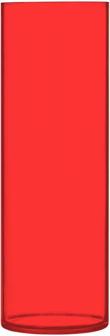YETTASBIN Red Plastic Cylinder Flower Vase for Plants Bouquet, 1 Pack Unbreakable Tall Clear Vase for Wedding Centerpieces Home School Office Decor, 11.8 x 3.9 Inch