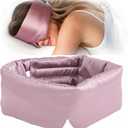 Nature Silk Sleeping Mask Soft Featherweight Eye Mask Large Wrap-Around Blindfold with Adjustable Velcro Blackout for Wild Sleeper Nose Cut Bean Pink