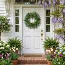 24 Inch Olive Wreath for Front Door - Artificial Greenery Spring Summer Wreath with Mixed Willow Leaves & Olive Fruit - Large All Season Farmhouse Decor for Indoor Outdoor Wall Wedding