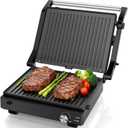 Electric Indoor Grill, 14'' Panini Press Grill, 1600W Electric Grill for Steak, Burger, Sandwich, 450℉ Dual Cooking Plates, 180° Flat Griddle, Removable Non-stick Grill & Drip Tray, Dishwasher Safe