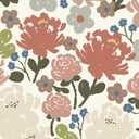 5 x Hopepak 16.1''x118'' Floral Peel and Stick Wallpaper Vintage Rose Flower Contact Paper for Bedroom Self Adhesive Removable Wallpaper Wallpaper for Nursery Bathroom Decor (Red)