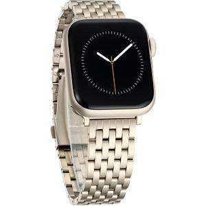 Seven-link Watch Band for Apple Watch Series 11, 10, 9, 8, 7, 6, 5, 4, 3, 2, 1 and SE 3/2/1 for Women, Dressy Stainless Steel Metal Band for Apple Watch 40mm 41mm 42mm 38mm 44mm 45mm 46mm for iWatch