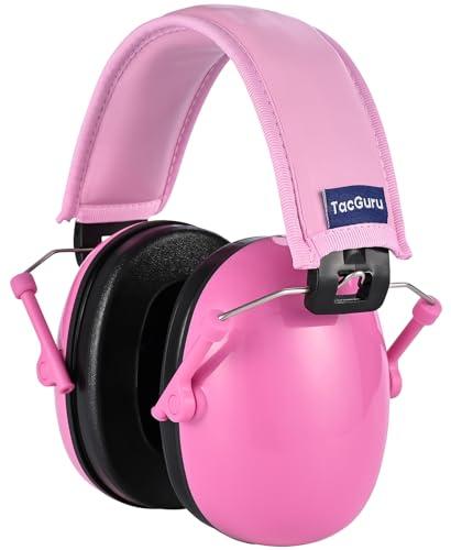 Pack of 2, TacGuru 130 Solid Color Edition, Kids Ear Protection Earmuffs, Hearing Protection for Kids, One Size for 3-16 Yr Old, Pink