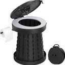 TRIPTIPS Upgrade Retractable Portable Toilet Travel Toilet Adjustable Height Camping Toilet Portable Potty for Adults Kids, Foldable Portable Toilet for Camping/Car (Charcoal Black-16''H)