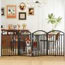 Folding No-Assembly Freestanding Dog Gate with Door,32" Heights Foldable Pet Fence,96" Extra Wide Accordion Puppy Folding Playpen for Doorways,House,Stairs (4 Panels,Black)