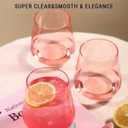 Physkoa Pink Stemless Wine Glasses Set of 6-17 oz Hand-Blown Crystal Pink Glassware with no Stem, Wedding, Birthday Gifts for Women Her Wine Lovers