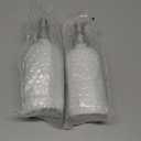 Vine Creations White Glass Soap Dispenser, 2 Pack Kitchen Soap Dispenser Set with Stainless Steel Pump, 16 oz Dish Soap and Hand Soap Dispensers for Bathroom with Waterproof Labels (Matte White Bottle / Silver Pump)