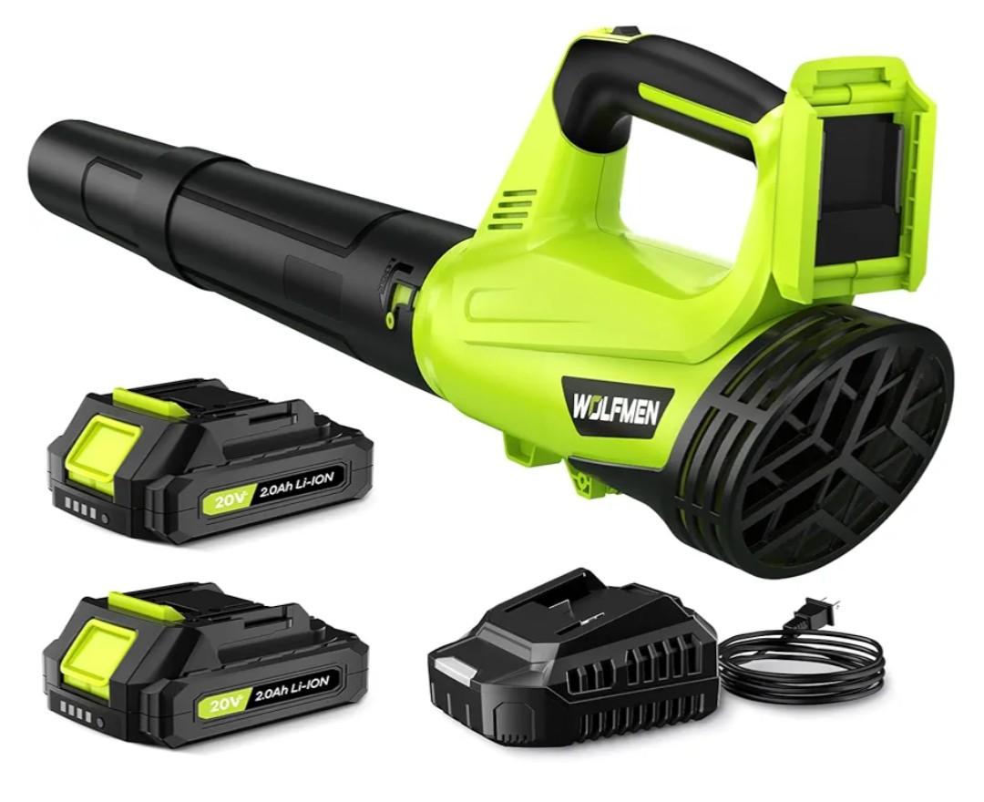 Leaf Blower, Electric Cordless Leaf Blower with 2 Batteries and Charger, 2 Speed Mode, Lightweight Leaf Blowers for Blowing Leaves, Lawn Care, Patio Cleaning and Dust