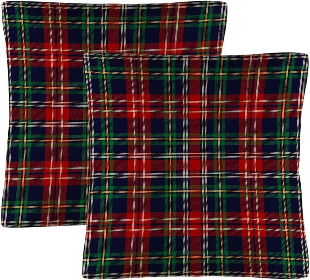 susiyo Decorative Throw Pillow Covers 18x18 Inch Set of 2, Plaid Pattern Couch Pillow Covers Linen Square Pillowcase Farmhouse Outdoor Cushion Covers for Couch Sofa Bedroom Car