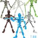 T13 Skeleton Action Figures - 6 Pack Glow in The Dark, DIY Assembly Required, Multi-Jointed Posable Bones, Unfinished Skull Kit for Halloween Party Favors, Goth Desktop Decor, Gift for Kids & Adults