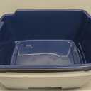 IRIS USA Cat Litter Box, Litter Box Enclosure with Scoop and Front Door Flap, Covered Kitty Litter Box for Privacy, Portable, Easy to Clean, Navy