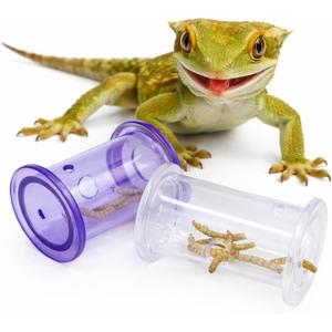 2Pcs Bearded Dragon Enrichment Tools, Bearded Dragon Accessories, Transparent Interactive Feeding Accessories for Reptile, for Beards Dragons and Other Small Reptile