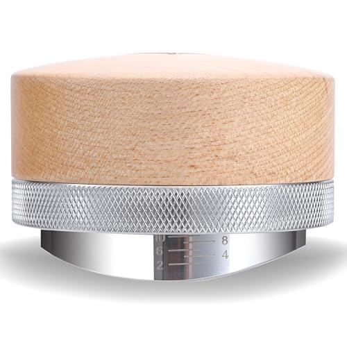 KNODOS 54mm Espresso Distributor for Breville Portafilters Maple Coffee Leveler Adjustable Depth Stainless Steel Espresso Leveling Tool Premium Espresso Machine Accessories For Coffee Bar