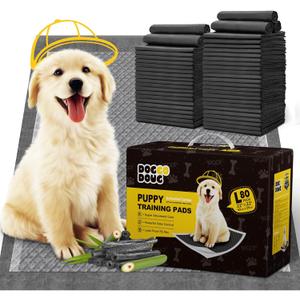 Charcoal Puppy Pads 80 Counts,22"x22" Dog Pee Pads Small Disposable Activated Carbon Super Absorbent Full Edge-Wrapping Pee Pads Odor-Control Training Pads for Doggie Cats Rabbits