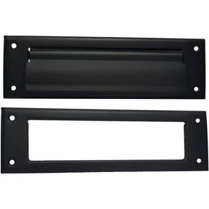 QCAA Solid Brass Mail Slot, with Solid Brass Interior Frame, 10" x 3", Matte Black, 1 Pack, Made in Taiwan