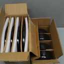 E-far Stoneware Dinnerware Sets for 4, 12-Piece Plates and Bowls Set, Modern Ceramic Dishes Dinning Ware, Microwave & Dishwasher Safe - Matte Black