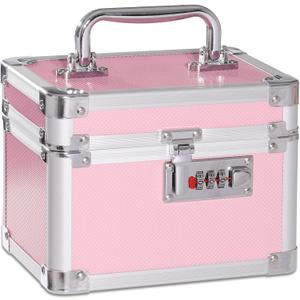 Small Medication Combination Lock Boxes with Code for Personal Items, Medicine Lockbox for Documents - 7.1 x 5.1 x 5.3 Inches Pink Small Medication Combination Lock Boxes with Code for Personal Items, Medicine Lockbox for Documents - 7.1 x 5.1 x 5.3 Inches Pink