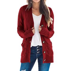 PRETTYGARDEN Women's Open Front Cardigan Sweaters Fall Fashion Button Down Cable Knit Chunky Winter Clothing Outerwear Coats, S