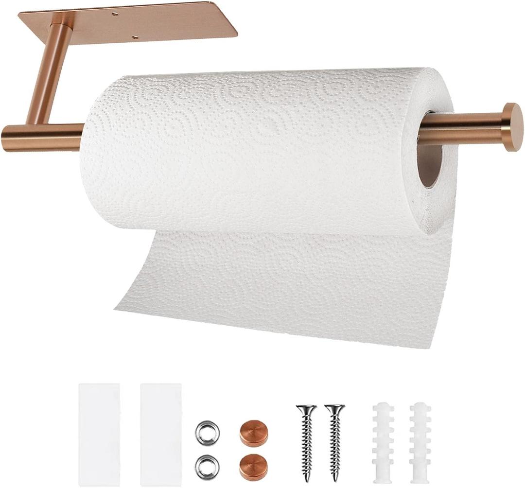 SUS304 Stainless Steel Under Cabinet Wall Mounted Magnetic Paper Towel Holder - Rose Gold, 13 inch