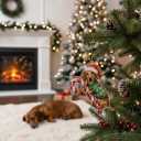 Dachshund Tan Brown Hugging Candy Cane Dachshund Gifts for Women 2D Flat Acrylic Ornament - Christmas Tree Decoration, Gifts for Dog Lovers 2025