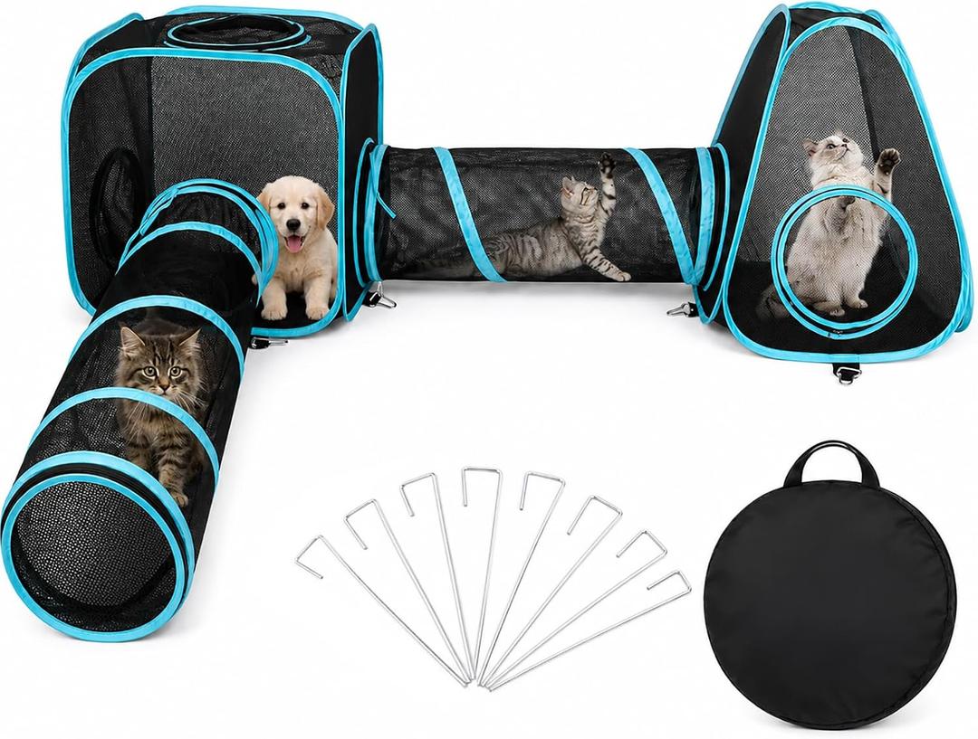 BWOGUE Outdoor Cat Enclosures, 4 in 1 Outdoor Cat Tent with Tunnel, Pop Up
Cat playpen outdoor, Pop-up & foldable storage, DIY zip layouts, 360-degree mesh view, For cats & small animals