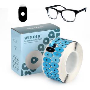 WINDIR Optical Lens Edging Blocking Pads, 1000Pcs Eyeglasses Anti Slip Double Sided Adhesive Sticker Tape Processing Polishing for Glasses Auto Edger Accessories (Black Pads, 0.67x1.3 inch)