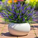 Geegoods Artificial Plants Flowers Outdoor 24 Bundles UV Resistant Faux Lavender Flowers with Monkey Grass for Garden Porch Window Patio Hanging Planter Decor