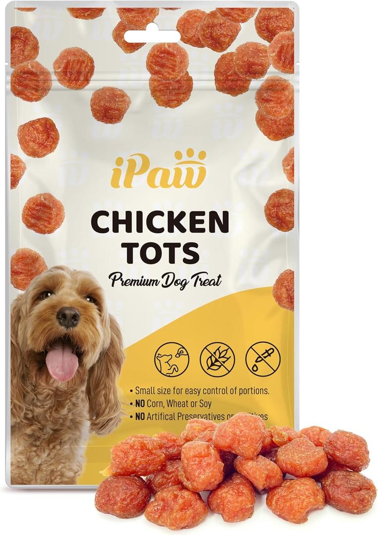 Chicken Tots Dog Treats for Puppy Training, All Natural Human Grade Dog Treat, Hypoallergenic, Easy to Digest (Chicken Tots) (3.5 Ounce (Pack of 1))