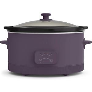 bella 6.0 Qt Programmable Slow Cooker, Ceramic Nonstick Coating, Adjustable Temperature & Cooking Times, Dishwasher Safe Stoneware Pot & Tempered Glass Lid, Tangle Free Cord Wrap, Plum, 6 Quarts