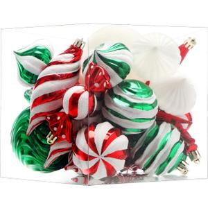 Christmas Ball Ornaments Set Shatterproof Christmas Tree Ornaments 24 PCS Painted Shaped Styles Xmas Tree for Holiday Decor,Red and Green