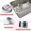 4 Pcs Large Stainless Steel Litter Box 17.7" X 13.8" X 5.9" Metal Cat Litter Box with 30 Pcs Non-Slip Gaskets Large Litter Pan for Cat Kitties No Smell Non Stick Pet Toilet Supplies
