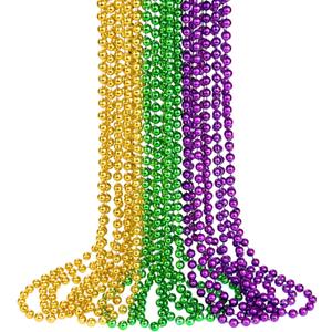 ZZYFGH 12PCS Mardi Gras Beads, Gold Green Purple Mardi Gras Metallic Beads Costumes Necklaces Bulk, 33" Mardi Gras Necklace, Festival Parade Throw Accessories for Wedding Birthday Celebrations Decorations