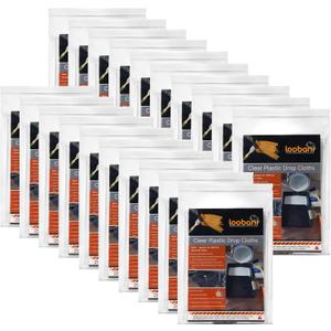 20 Piece Painter Plastic Drop Cloths, Waterproof Anti-dust Furniture Cover, 9x12 Feet Disposable Tarp for Painting and Couch Cover (Transparent)