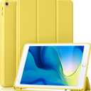 Akkerds Case Compatible with iPad 10.2 Inch 2021/2020/2019, for iPad 9th/8th/7th Generation Case with Pencil Holder, Protective Case with Soft TPU Back, Auto Sleep/Wake Cover, Yellow