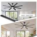 72'' Large Ceiling Fans with Lights, Modern Black Ceiling Fan Remote/APP Control, Dimmable, Quiet DC Motor Big Ceiling Fan for Indoor/Covered Outdoor
