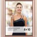 Langdon House 8x10 Rose Gold Picture Frame, Contemporary Glam Photo Frame 8 x 10, Wall Mount or Table Top, Celebration Collection