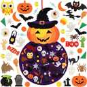 THAWAY DIY Halloween Felt Pumpkin Witch Hanging Decor for Kids Felt Crafts and Kits Adhesive Ornaments Halloween Party Favor Decorations Indoors Outdoors (2.8FT)