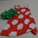 Hawaiian Little Girls Costume Dress with Luau Flower Leis Accessories Flower Hair Clip Toddler Halloween Party Cosplay Outfit (3-4 Years, Red)